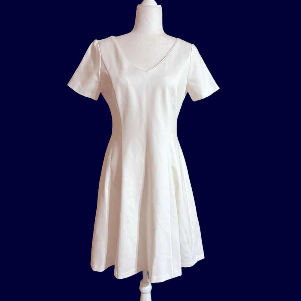 White House Black Market  Fit and Flare Midi White Dress